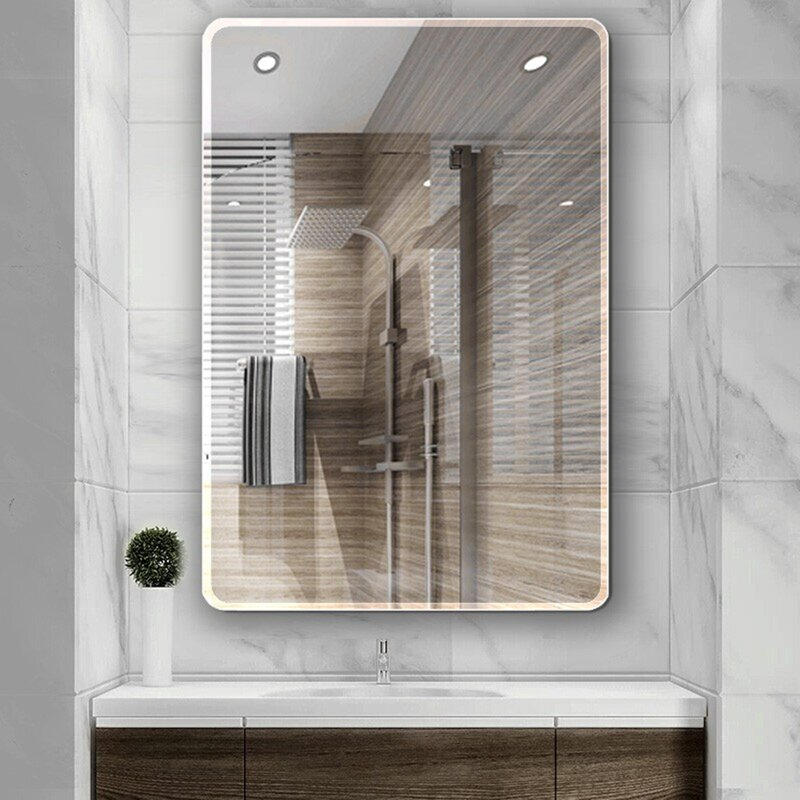 Jinghu Rectangle Shape Bathroom Frameless Safety Vinyl Back Beveled Plain Mirror